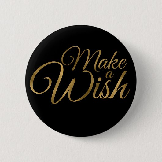 Badge Rond 5 Cm Birthday Make a Wish Black & Gold (Devant)