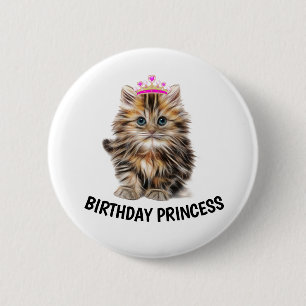 BADGE ROND 5 CM BIRTHDAY PRINCESS CHAT BOUTONS