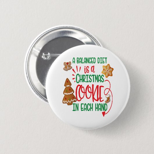 Badge Rond 5 Cm Biscuit de Noël dans chaque main (Devant & derrière)