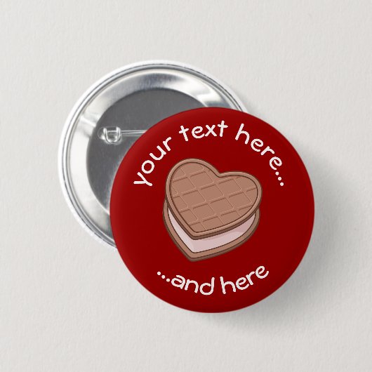 Badge Rond 5 Cm Biscuit du coeur - Bouton Pinback (Devant & derrière)