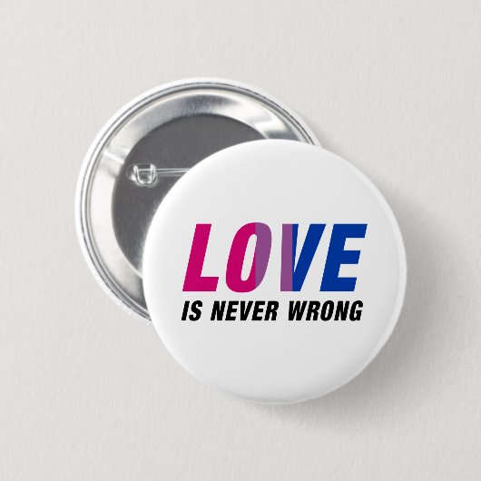 Badge Rond 5 Cm Bisexual Love is never Wrong (Devant & derrière)