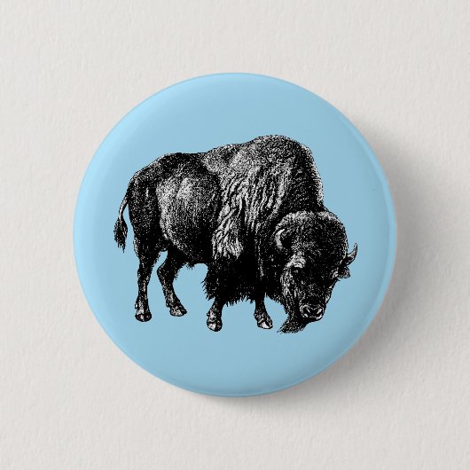 Badge Rond 5 Cm Bison américain de Buffalo (Devant)