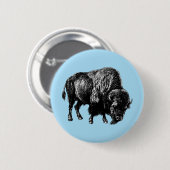 Badge Rond 5 Cm Bison américain de Buffalo (Devant & derrière)