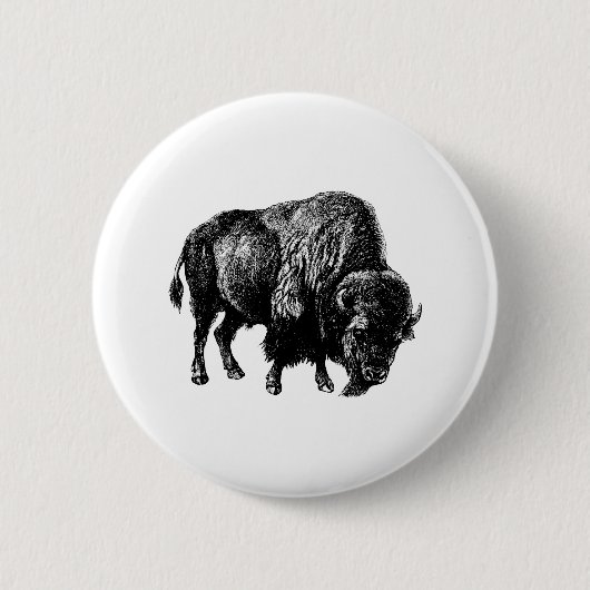 Badge Rond 5 Cm Bison américain de Buffalo (Devant)