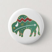Badge Rond 5 Cm Bison amérindien, vert (Devant)