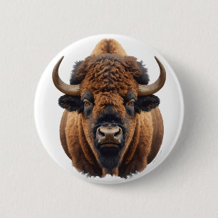 Badge Rond 5 Cm Bison / Buffle