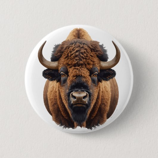 Badge Rond 5 Cm Bison / Buffle (Devant)