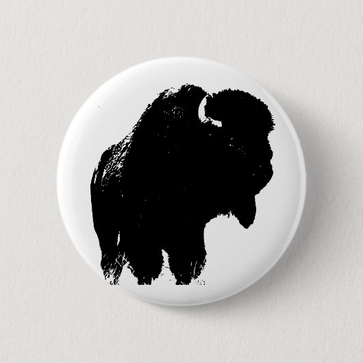 Badge Rond 5 Cm Bison de bison noir et blanc Pop Art (Devant)
