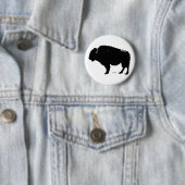 Badge Rond 5 Cm Bison de Buffalo Art noir et blanc (En situation)