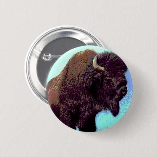 Badge Rond 5 Cm Bison Pop Art (Devant & derrière)