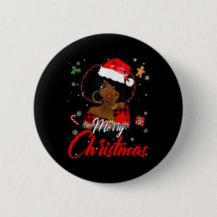 Badge Rond 5 Cm Black African Girl American Melanin Christmas Sant