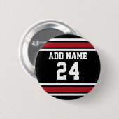Badge Rond 5 Cm Black and Red Sports Jersey Nom personnalisé Numér (Devant & derrière)