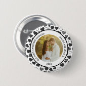 Badge Rond 5 Cm Black and White Couples First Christmas Engaged (Devant & derrière)