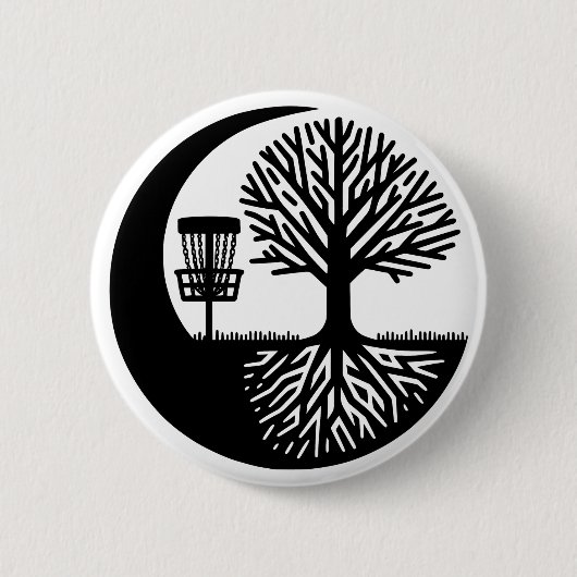 Badge Rond 5 Cm Black and White Disc Golf Silhouette (Devant)