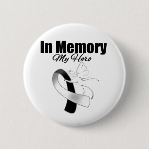 Badge Rond 5 Cm Black and White Ribbon In Memory of My Hero