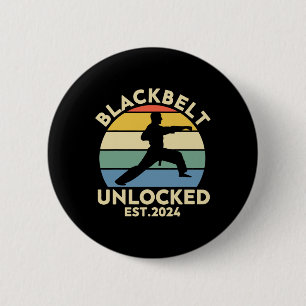 Badge Rond 5 Cm Black Belt Hommes Atteindre Arts Martiaux Karate B
