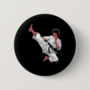 Badge Rond 5 Cm Black Belt Karate Fighter