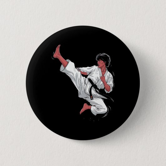 Badge Rond 5 Cm Black Belt Karate Fighter (Devant)