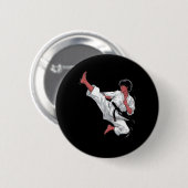 Badge Rond 5 Cm Black Belt Karate Fighter (Devant & derrière)