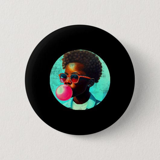 Badge Rond 5 Cm Black Boy Joy Bubble Gum Fun African Melanin Princ (Devant)