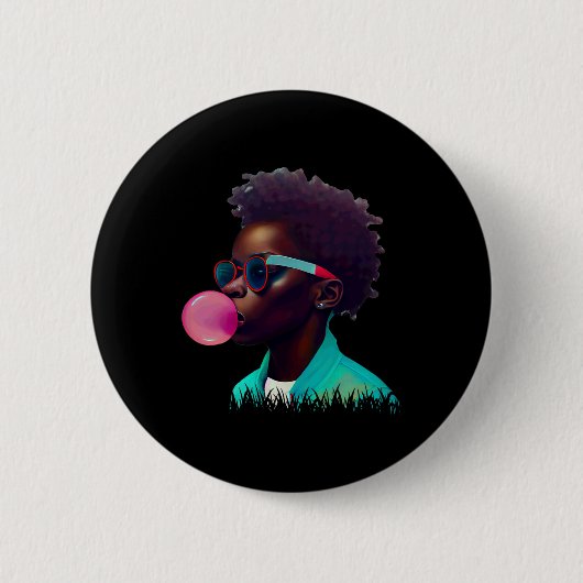 Badge Rond 5 Cm Black Boy Joy Bubble Gum Fun African Melanin Princ (Devant)