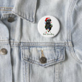 Badge Rond 5 Cm Black Carlin Chien Bah Humpug Funny Noël (En situation)