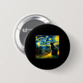 Badge Rond 5 Cm Black Cat Funny Cat Lover Mom Daddy Starry Night V (Devant & derrière)