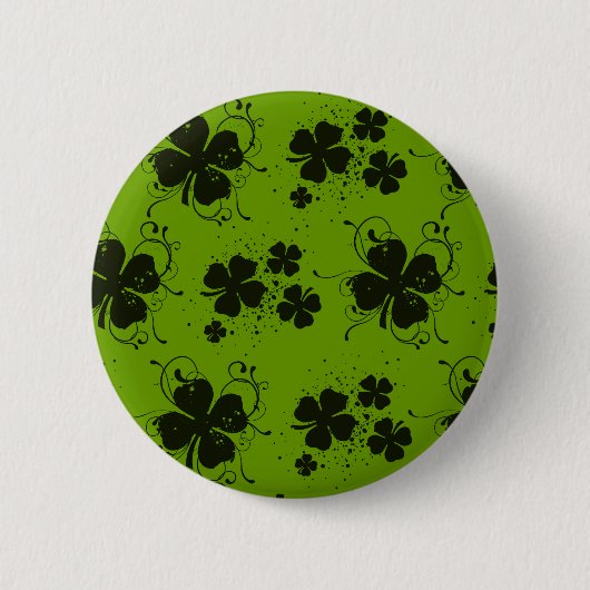 Badge Rond 5 Cm Black Clovers, Lucky Clovers, Saint Patrick's Day (Devant)