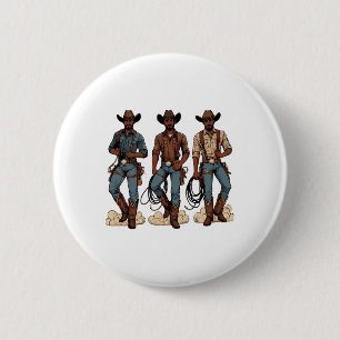 Badge Rond 5 Cm Black Cowboy Western Rodeo Melanin Black History T