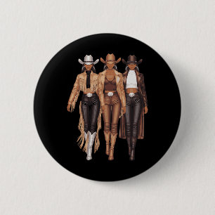 Badge Rond 5 Cm Black Cowgirl Western Tee Rodeo Pays Femmes Juin
