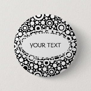 Badge Rond 5 Cm Black Dots & Circles Grid + your backgr. &