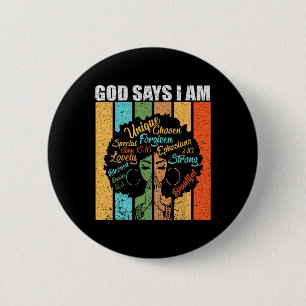 Badge Rond 5 Cm Black Girl God Dit Que Je Suis Black Melanin Junet