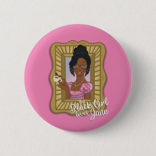 Badge Rond 5 Cm Black Girl Loves Jane Pink Button
