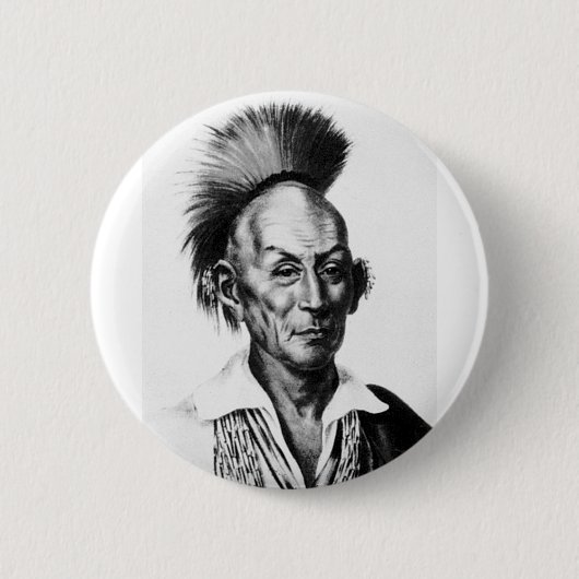 Badge Rond 5 Cm Black Hawk ~ Sac Sauk Chef indien (Devant)