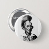 Badge Rond 5 Cm Black Hawk ~ Sac Sauk Chef indien (Devant & derrière)