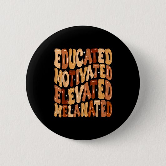 Badge Rond 5 Cm Black History Month Educated Motivated Elevated Me (Devant)