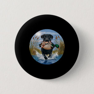 Badge Rond 5 Cm Black Lab Labrador Chasse Canards Aquarelle Jaune