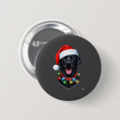 Badge Rond 5 Cm Black Lab Labrador Christmas Dog Santa Hat Light P (Devant & derrière)