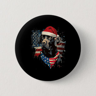 Badge Rond 5 Cm Black Lab Labrador Vintage Père Noël Pajama de Noë