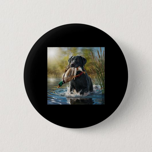 Badge Rond 5 Cm Black Labrador Retriever Chien Chasse Canards Dans (Devant)