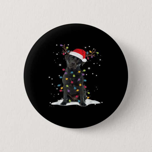 Badge Rond 5 Cm Black Labrador Xmas Dog Christmas Tree Light Class (Devant)