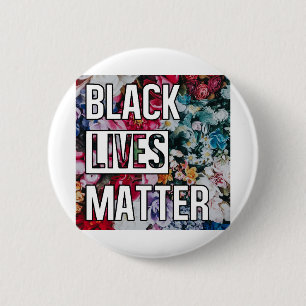 Badge Rond 5 Cm Black Lives Matter Floral Design