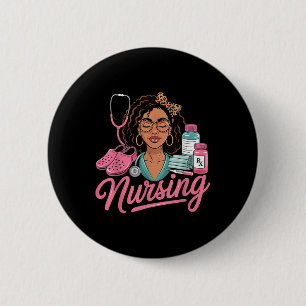 Badge Rond 5 Cm Black Melanin Nurse Afro Black Histoire Cheveux Mé