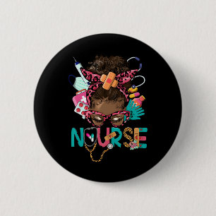 Badge Rond 5 Cm Black Melanin Nurse Noir Histoire Mois Afro Cheveu