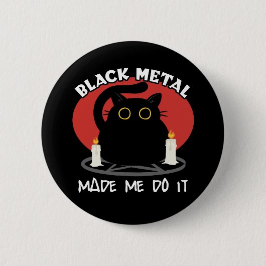 Badge Rond 5 Cm Black Metal Funny Quote | Satanic Black Cat (Devant)