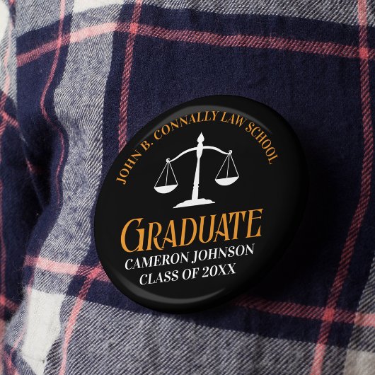 Badge Rond 5 Cm Black Orange Law School Keepsaké