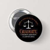 Badge Rond 5 Cm Black Orange Law School Keepsaké (Devant & derrière)