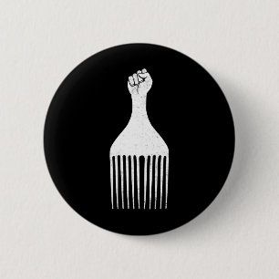 Badge Rond 5 Cm Black Power Poing Levé Afro Peigne Histoire Des No