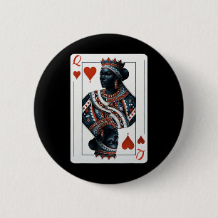 Badge Rond 5 Cm Black Queen Of Hearts Card Deck Jeu Fier Black W