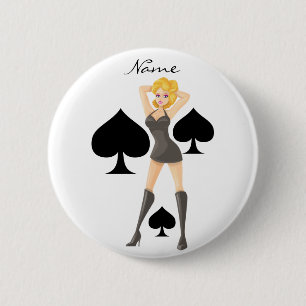 Badge Rond 5 Cm Black Spades Blonde Queen Thunder_Cove
